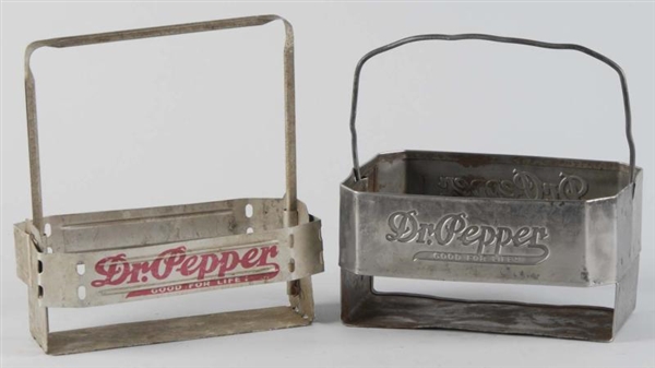 LOT OF 2: METAL DR. PEPPER CARRIERS.              