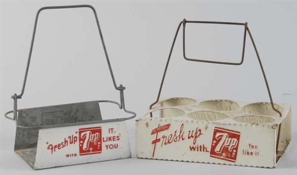 LOT OF 2: METAL 7UP 6-PACK CARRIERS.              