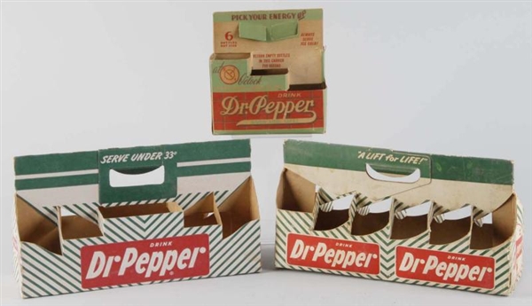 LOT OF 3: CARDBOARD DR. PEPPER CARRIERS.          