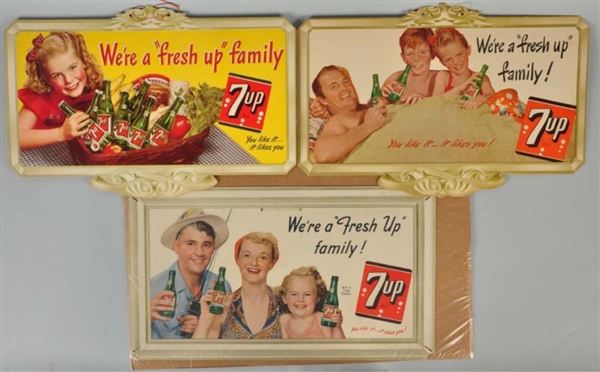 LOT OF 3: CARDBOARD 7UP SIGNS.                    