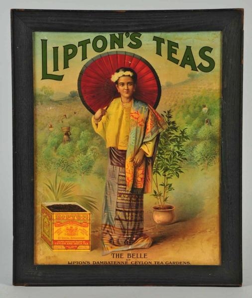 LIPTONS TEA & PARKER BROTHERS DOUBLE-SIDED SIGN. 