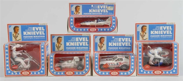 LOT OF 5: IDEAL EVEL KNIEVEL TOY VEHICLES.        