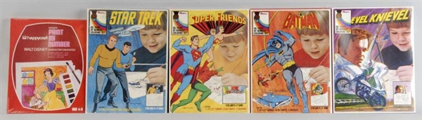 LOT OF 5: VINTAGE CHARACTER PAINT BY NUMBER SETS. 
