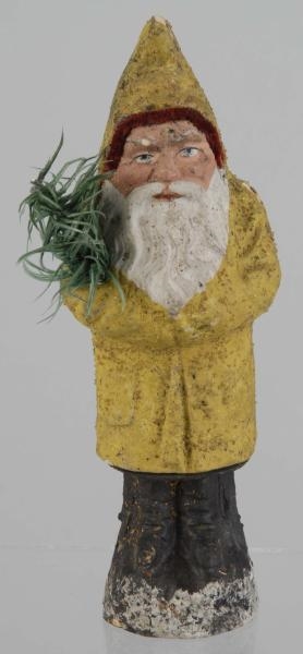 YELLOW BELSNICKEL SANTA CANDY CONTAINER.          