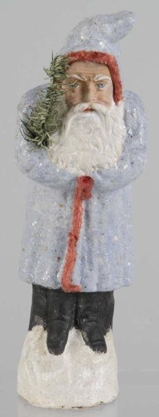 LIGHT BLUE BELSNICKEL SANTA CANDY CONTAINER.      
