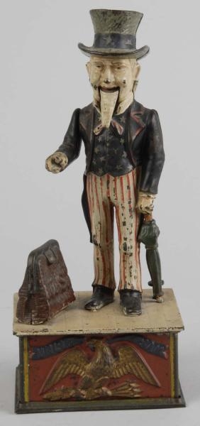 CAST IRON UNCLE SAM MECHANICAL BANK.              