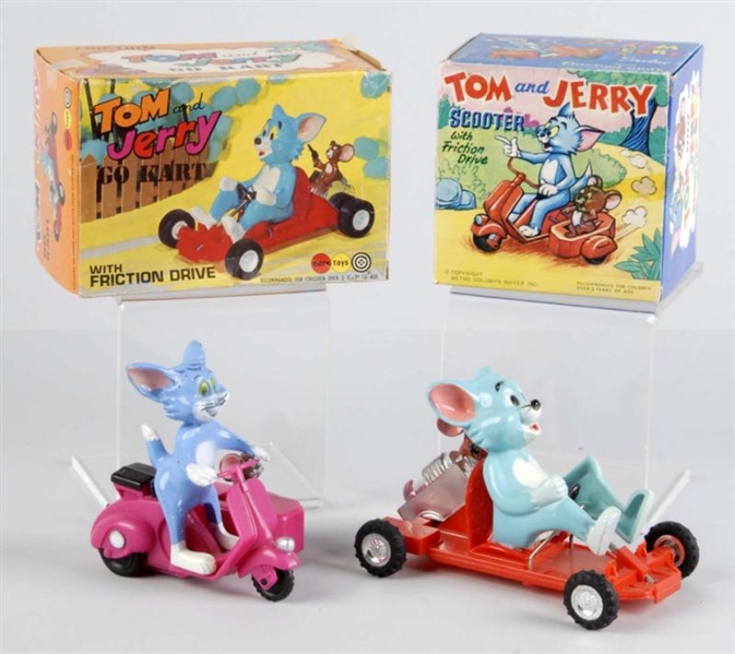 LOT OF 2: PLASTIC MARX TOM & JERRY VEHICLE TOYS.  