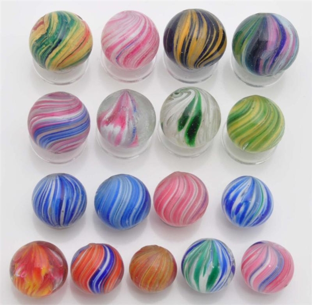 LOT OF 17: ASSORTED ONIONSKIN MARBLES.            