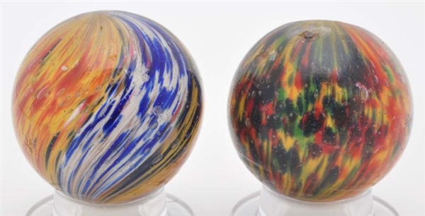 LOT OF 2: LARGE ONIONSKIN MARBLES.                