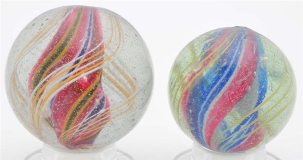 LOT OF 2: LARGE DIVIDED CORE SWIRL MARBLES.       