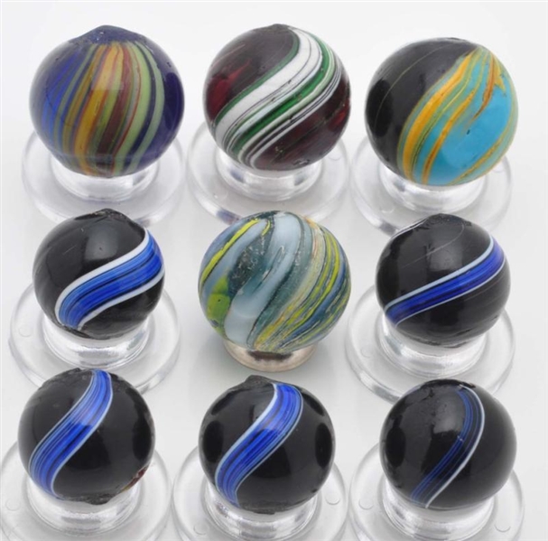 LOT OF 9: INDIAN MARBLES.                         