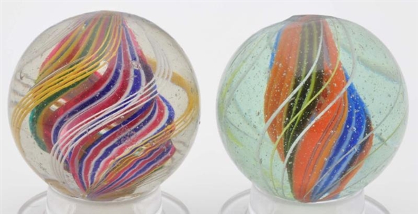 LOT OF 2: DIVIDED CORE SWIRL MARBLES.             