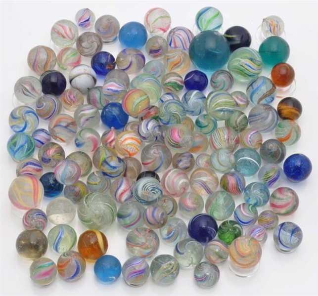 LOT OF 120: HANDMADE MARBLES.                     