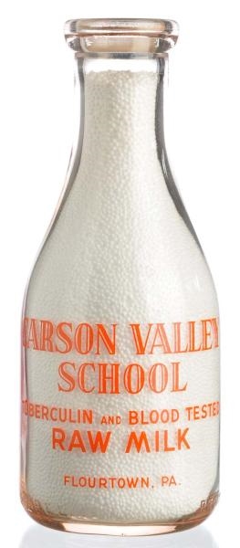 CARSON VALLEY SCHOOL RAW MILK BOTTLE.             