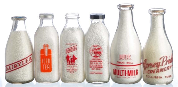 LOT OF 6: MILK BOTTLES FROM VARIOUS LOCATIONS.    