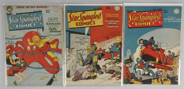 LOT OF 3: 1940S STAR SPANGLED COMICS.             