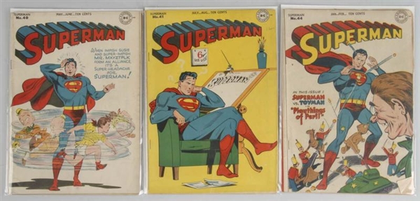 LOT OF 3: 1940S SUPERMAN COMICS.                  