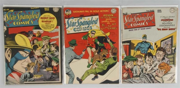 LOT OF 3: 1940S STAR SPANGLED COMICS.             