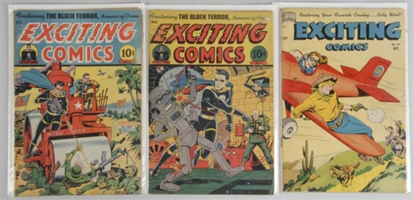 LOT OF 3: 1940S EXCITING COMICS.                  