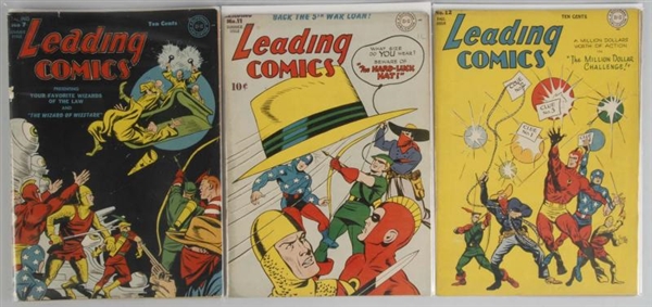LOT OF 3: 1940S LEADING COMICS.                   