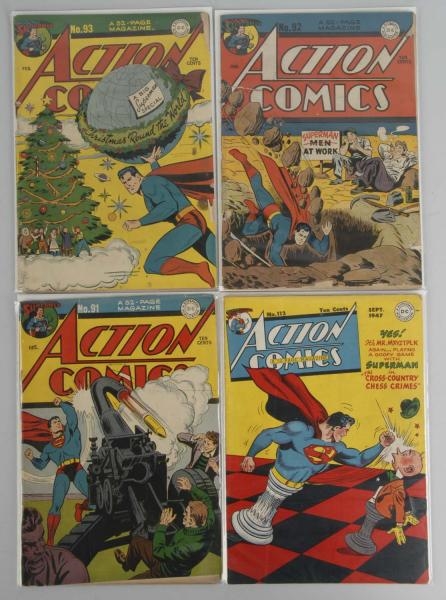 LOT OF 4: 1940S ACTION COMICS.                    