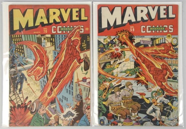 LOT OF 2: 1940S MARVEL MYSTERY COMICS.            