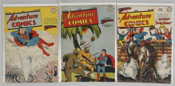 LOT OF 3: 1940S ADVENTURE COMICS.                 