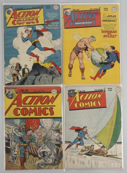 LOT OF 4: 1940S ACTION COMICS.                    