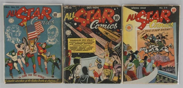 LOT OF 3: 1940S ALL STAR COMICS.                  