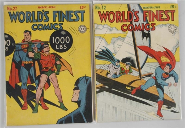 LOT OF 2: 1940S WORLDS FINEST COMICS.            