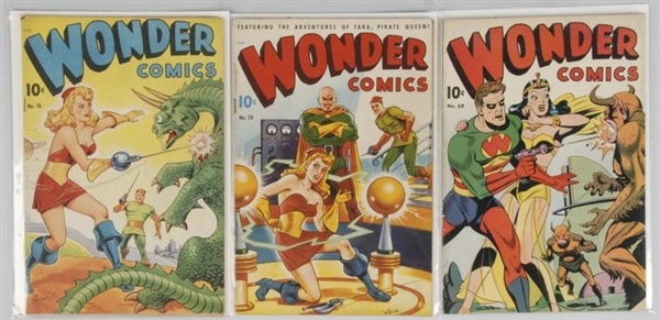 LOT OF 3: 1940S WONDER COMICS.                    