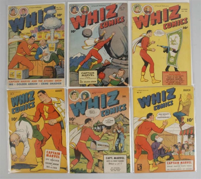 LOT OF 6: 1940S WHIZ COMICS.                      