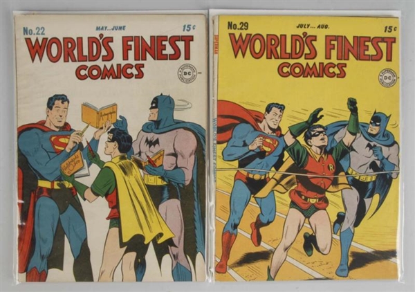 LOT OF 2: 1940S WORLDS FINEST COMICS.            