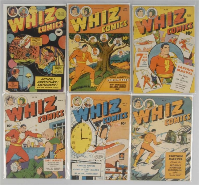 LOT OF 6: 1940S WHIZ COMICS.                      