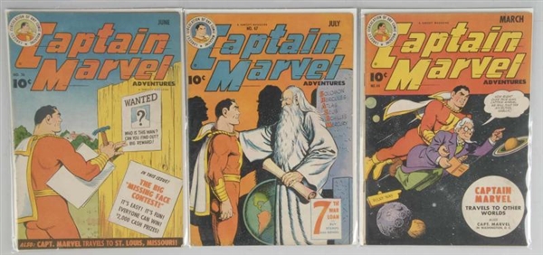 LOT OF 3: 1940S CAPTAIN MARVEL COMICS.            
