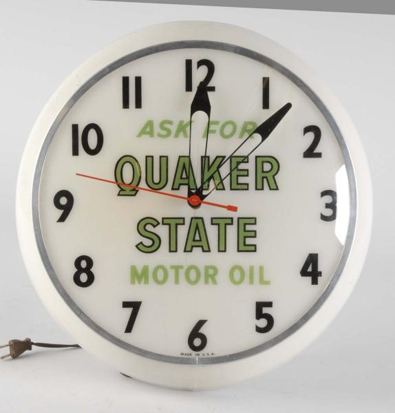 QUAKER STATE MOTOR OIL ELECTRIC ADVERTISING CLOCK 