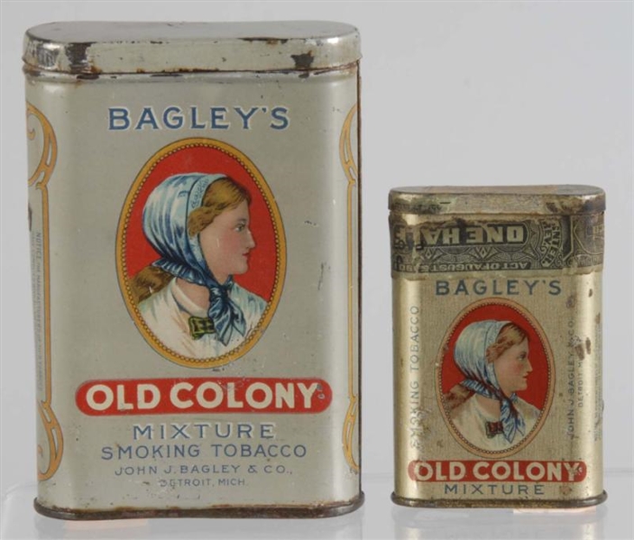 LOT OF 2: BAGLEYS OLD COLONY TOBACCO TINS.       