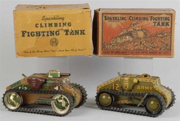 LOT OF 2: TIN LITHO MARX TANK WIND-UP TOYS.       