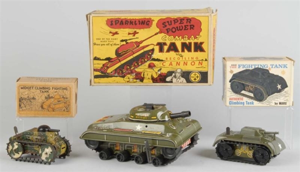 LOT OF 3: MARX TANK WIND-UP TOYS.                 