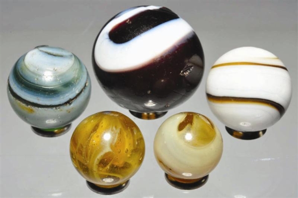 LOT OF 5: NAVARRE SWIRL MARBLES.                  