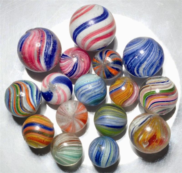 LOT OF 16: ASSORTED HANDMADE MARBLES.             