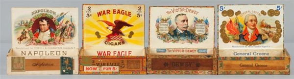 LOT OF 4: WAR & MILITARY RELATED CIGAR BOXES.     