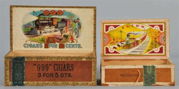 LOT OF 2: RARE TRAIN-RELATED CIGAR BOXES.         