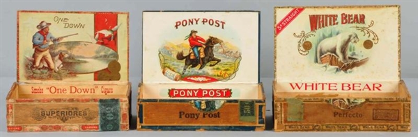 LOT OF 3: WESTERN THEME CIGAR BOXES.              