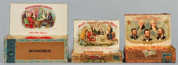 LOT OF 3: POLITICAL & HISTORICAL CIGAR BOXES.     