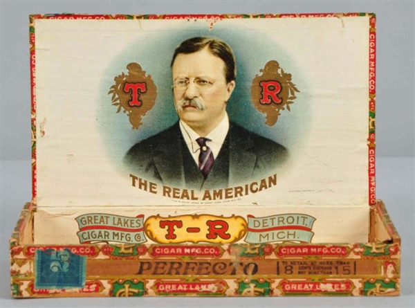 THE REAL AMERICAN CIGAR BOX WITH TEDDY ROOSEVELT. 
