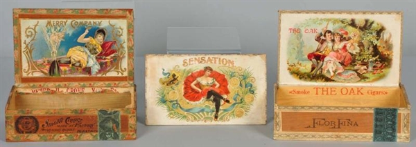 LOT OF 3: AMERICAN SLICE OF LIFE CIGAR BOXES.     