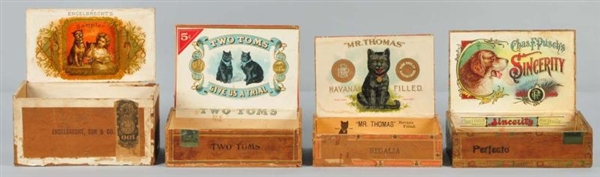 LOT OF 4: RARE ANIMAL RELATED CIGAR BOXES.        