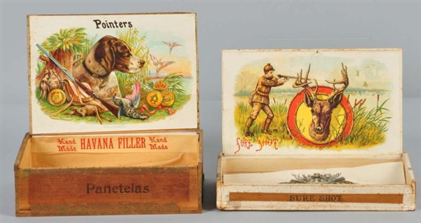 LOT OF 2: HUNTING RELATED CIGAR BOXES.            