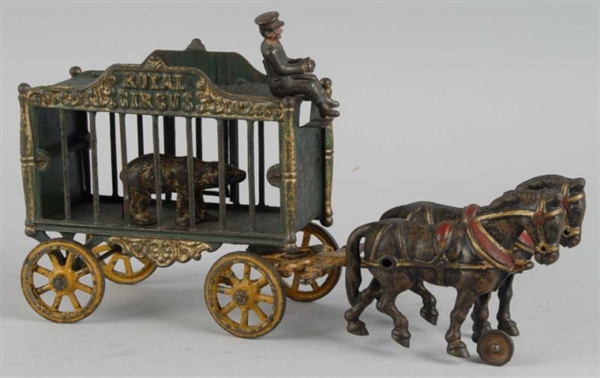 CAST IRON HUBLEY ROYAL CIRCUS CAGE WAGON TOY.     